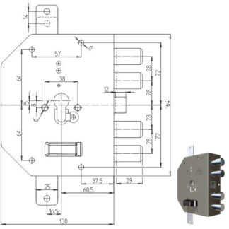 SERRATURA SIC.TRIPLICE SX CIL. 2250PE CR