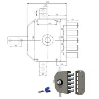 SERRATURA SIC.QUINTUPLICE DX POMPA 3300 MC CR
