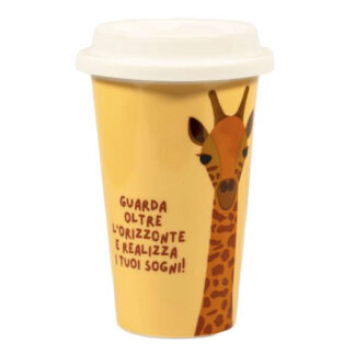 TAZZA MUG CERAMICA COPERCHIO GIRAFFA ml 260 SOOR