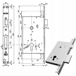 SERRATURA INF.FERRO TRIPLICE E57 89B85 MOTTURA