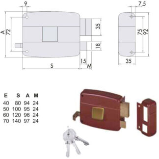 SERRATURA APP.LEGNO DX 50111-70-1 CISA