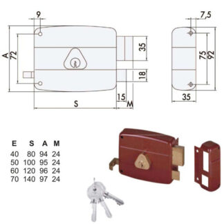 SERRATURA APP.LEGNO SX             50121-70-2 CISA
