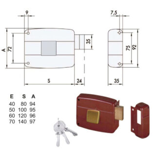 SERRATURA APP.LEGNO DX 50131-70-1 CISA