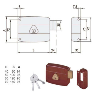 SERRATURA APP.LEGNO SX             50141-70-2 CISA
