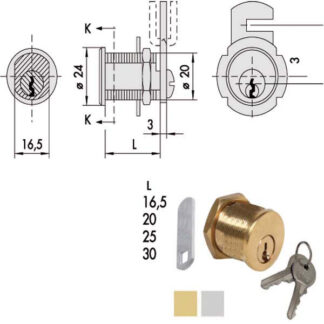 CILINDRO LEVETTA 25 OTTONE SMERIGL.72210-30-0 CISA