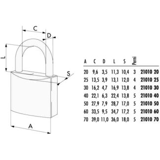 LUCCHETTO OTTONE mm 60               21010 CISA LL