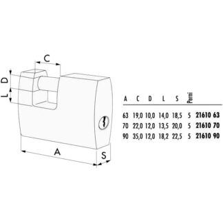 LUCCHETTO OTTONE mm 90 SERRANDE      21610 CISA LL