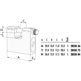 LUCCHETTO CORAZZATO mm 75 SERRANDE      2855L CISA