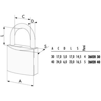 LUCCHETTO OTTONE mm 40 ARCO INX         26020 CISA