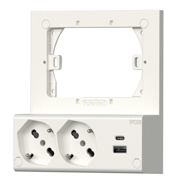 MULTIPRESA PARETE 2x10/16+SK 2xUSB BCO SMART ROSI