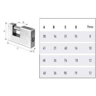 LUCCHETTO OTTONE mm 60 SERRANDE             POTENT