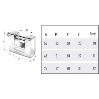 LUCCHETTO CORAZZATO mm 90 SERRANDE          POTENT