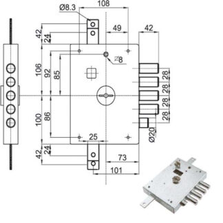 SERRATURA SIC.TRIPLICE SX DM E73 7112-1SE ATRA