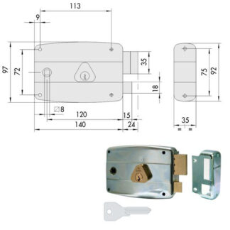 SERRATURA APP.FERRO SX             50471-60-2 CISA