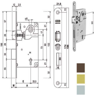 SERRATURA INF.LEGNO CENTRO E50 OTTONATA   1001 AGB