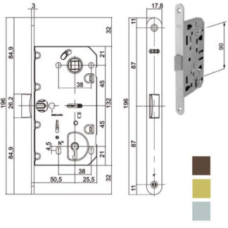 SERRATURA INF.LEGNO MEDIANA E60 BRONZATA  1101 AGB