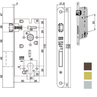 SERRATURA INF.LEGNO DUO E40 CROMO OPACO    851 AGB