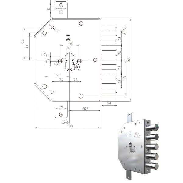 SERRATURA SIC.TRIPLICE SX CIL. 2105G-11 CR