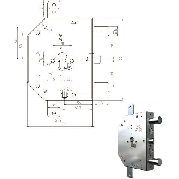 SERRATURA SIC.TRIPLICE SX CIL. 2155G-61 CR