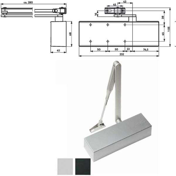 CHIUDIPORTA AERODINAMICO ARGENTO TS 71 DORMA