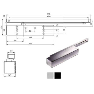 CHIUDIPORTA AERODINAMICO NERO TS 92 XEA DORMA