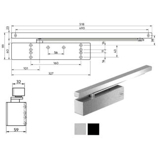 CHIUDIPORTA AERODINAMICO NERO TS 98 XEA DORMA