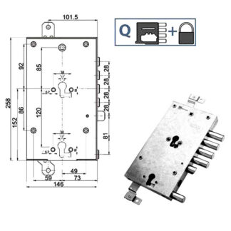 SERRATURA SIC.TRIPLICE I.28 DX       89845 MOTTURA