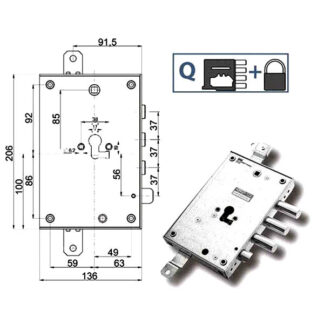SERRATURA SIC.TRIPLICE I.37 SX       89857 MOTTURA