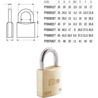 LUCCHETTO OTTONE mm 50 KA                CITY ISEO