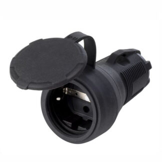 PRESA SCHUKO 16A+T NERO GOMMA ROSI