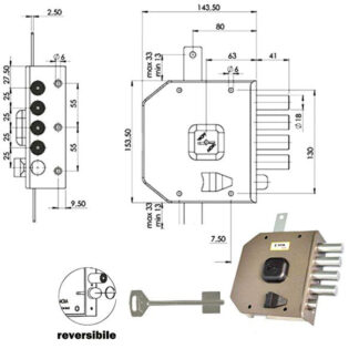 SERRATURA SIC.TRIPLICE DX DM             G414 MOIA