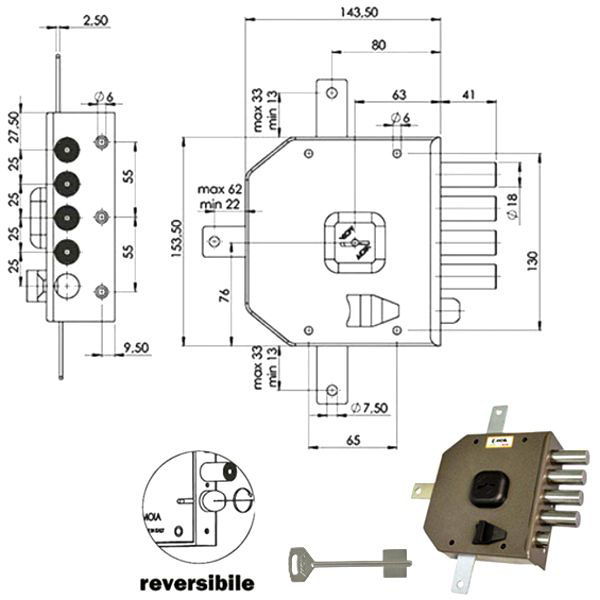 SERRATURA SIC.QUINTUPL.SX DM G416 MOIA